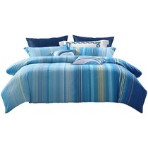 水星家纺床上四件套纯棉 全棉斜纹床品套件被套床单被罩 蔚蓝湖泊 加大双人1.8米床 舒适透气