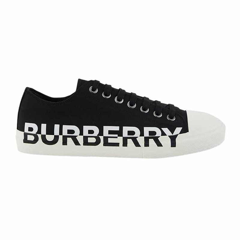 burberry巴宝莉男士黑色印花帆布休闲鞋41黑8018270