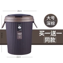 垃圾桶带盖厨房家用客厅轻奢厕所卫生间新款卫生桶带盖子纸篓圆桶(【棕色】大号买一送一（赠同款）)