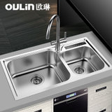 欧琳304不锈钢拉伸净水水槽双槽套餐OLGS602五级健康纯水洗菜盆