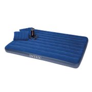 INTEX 68765灯芯绒条纹双人加大空气床套装（深蓝）