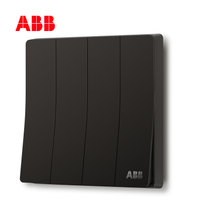 ABB官方旗开关插座面板轩致无框星空黑色系列USB+五孔一开单控双控错位二三插三孔16A电视电话电脑六类网插86型家用(四开双控AF141-885)