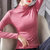 巴洛尼莫2021新款打底衫女秋冬季荷叶边莫代尔棉修身型绿色长袖t恤女装(D0001A豆沙粉 L)