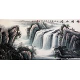 张平<锦绣山河> 国画 山水画 水墨写意 山水 树木 横幅