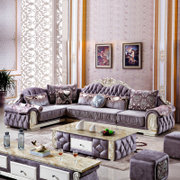 俏夫人沙发法式欧式客厅转角贵妃沙发家具 9166#(C款紫色 1+3+右贵妃)