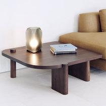 2020新款北欧实木茶几客厅家用黑胡桃木咖啡桌小户型沙发边桌茶台(橡木 胡桃色 80x80x35)
