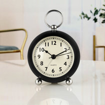 汉时创意闹钟时尚静音挂钟现代卧室家用时钟简约学生夜灯台钟HA06(黑色-3寸)