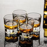 威士忌杯子6只套装洋酒杯玻璃酒杯 酒吧啤酒杯水杯茶杯加厚耐热(100毫升月牙杯4只)