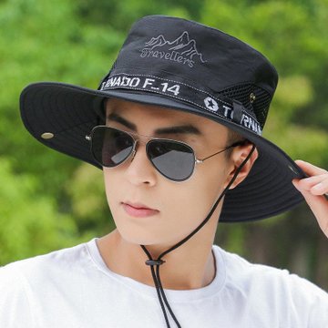 防晒帽子男遮阳帽男太阳帽防紫外线遮脸帽女夏季渔夫帽户外工地帽(小
