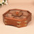 干果盒实木质收纳盒中式分格带盖创意客厅瓜子零食果盘糖果坚果盒(褐色)