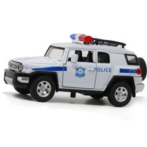 合金车模1:32仿真丰田兰德酷路泽警车消防车声光回力儿童玩具F1016(白色)