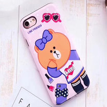 亿和源 苹果7手机壳iPhone6/7plus保护壳卡通可妮兔布朗熊鸭子雪糕i6/6splus手机保护套(i7plus--5.5 眼镜熊)