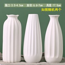 白色陶瓷花瓶花盆水养北欧现代创意家居客厅餐厅干花插花装饰摆件(【17.5厘米花瓶(两个)】 中小)