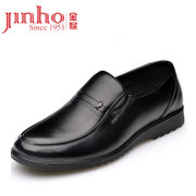 Jinho金猴 新款真皮头层牛皮商务透气平底软面皮男鞋 Q2912(黑色 41)