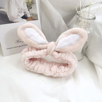 班哲尼兔耳朵束发带发箍可爱头饰头巾洗脸化妆敷面膜发套1个装粉 造型可爱