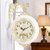 汉时客厅创意装饰挂钟欧式田园轻奢双面钟现代简约静音时钟HDS02(白色实木外框)