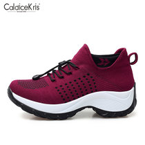 CaldiceKris（中国CK）休闲飞织系带妈妈鞋CK-X1855(红色 39)