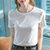 MISS LISA短袖t恤女装圆领棉体恤基础打底衫宽松上衣AL310229(白色 XXL)