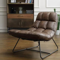 Retro Master 真皮沙发椅 头层真皮铁艺单人沙发休闲椅卧室书房躺椅 北欧美式复古工业风 RS417
