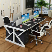 【京好】职员办公桌 四人位员工电脑桌 现代简约环保2/4/6工作位屏风六人A151(黑面+白架 单人位带柜)