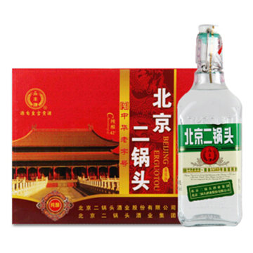 永丰牌北京二锅头(出口型小方瓶 清香型白酒 42度绿标小箱装500ml(1