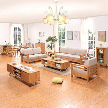 品尚美家 实木沙发组合北欧原木沙发客厅家具现代简约