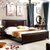 吉木多 新中式全实木床1.5米1.8米双人主卧室床小户型结婚床橡胶木家具(1.5*2米黑檀色 床+床头柜*2)