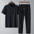 X17男士POLO衫短袖套装2022夏季薄款翻领体恤潮流休闲两件套XCF0067(黑色 4XL)
