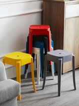塑料凳子加厚成人家用餐桌高板凳现代简约时尚创意北欧方圆凳椅子(方凳 （加强款）颜色联系客服)