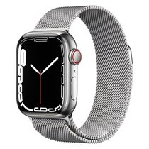 Apple Watch Series 7 智能手表 GPS款+蜂窝款 41毫米银色不锈钢表壳 银色米兰尼斯表带MKHX3CH/A