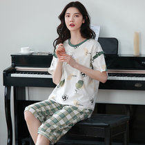 俞兆林睡衣女夏季纯棉短袖短裤薄款套头韩版可爱网红家居服套装(XL)