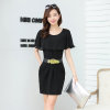 Mailljor 2014时尚女装夏季韩版连衣裙纯色圆领短袖铅笔裙女士3332(黑色 M)