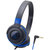 铁三角(audio-technica) ATH-S100 头戴式耳机 线控带麦 低音强劲 隔音好 黑蓝色
