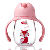 kalar 重力球吸管杯 6-12个月婴儿学饮杯 tritan儿童宝宝水杯 粉色手柄款210ml