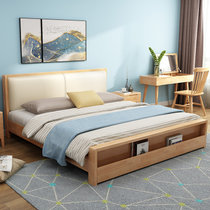 美天乐  北欧实木床现代简约双人1.8米1.5米小户型日式主卧高箱储物婚床(1.8*2米 床)