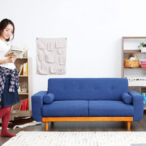 奥古拉家具 布艺沙发 单人双人三人 日式北欧风格沙发椅(布艺蓝色款 双人位)
