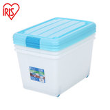 爱丽思IRIS 46L中号环保塑料透明衣服整理盒带轮收纳箱CC(蓝色)