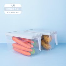 冰箱冷冻收纳盒装肉收纳盒 家用冷冻室里盒子放蔬菜的保鲜盒密封(大号灰蓝色4.5L【两个装无味】 默认版本)