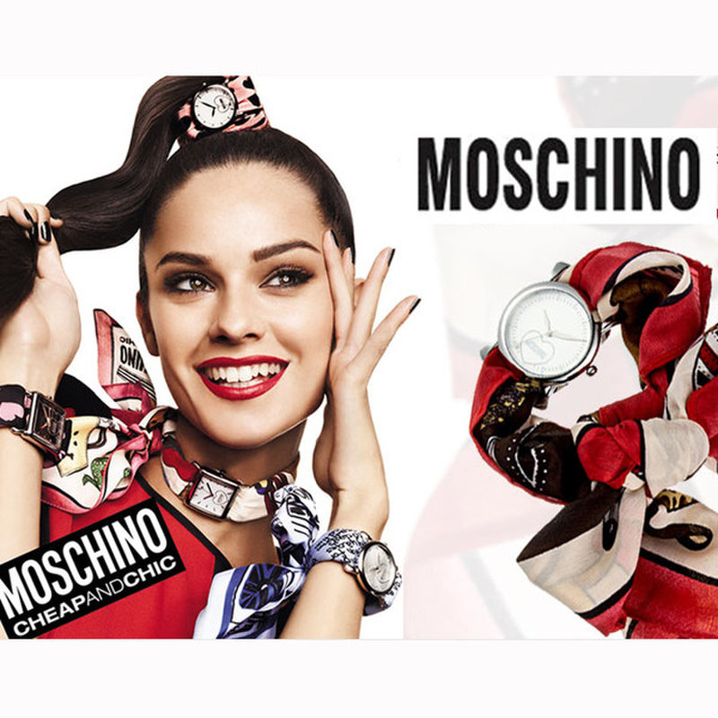 Moschino 莫斯奇诺女表 个性丝巾加黑白皮带女士手表MW0199红色款