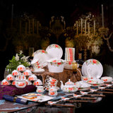 八友陶瓷餐具套装 景德镇陶瓷器 碗盘碗碟套装 陶瓷餐具套装(60头红色浪漫 其他)