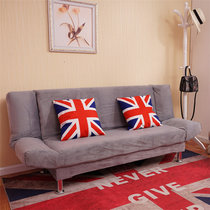 一米色彩 简易沙发折叠沙发床多功能两用双人单人小户型布艺沙发午休床懒人沙发(浅灰色绒布 1.8米)