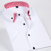 新款夏季纯色短袖男士衬衫 休闲免烫双领职业男式衬衣 DBK(D16SL1 39)