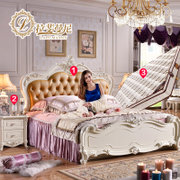 拉斐曼尼家具 FA022 智能欧式床 法式双人床 1.8米实木床田园床公主床(香槟金 床+床头柜+床垫)