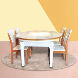 恒信家居 餐桌 折叠可伸缩实木脚钢化玻璃桌面餐桌椅组合饭桌小户型简约家具 HXQFL餐桌椅(一桌四椅)