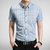 尊首（ZUNSHOU)男士短袖衬衫春季青年大码修身格子长袖商务衬衫(蓝色 XL)