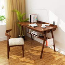 物槿 北欧实木书桌 XL-01(胡桃色单桌+牛角椅 140cm)