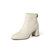 森达2021冬季新款商场同款石头纹气质粗跟女短皮靴4MF01DD1(米白 36)