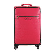 蒂柏拉dibola红色结婚箱 大容量行李箱 女拉杆箱含电脑插袋 优质PU旅行箱(玫红色 16寸)