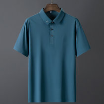POLO衫男士短袖T恤夏季高端商务休闲短袖衫中老年薄款透气上衣(蓝绿 56)