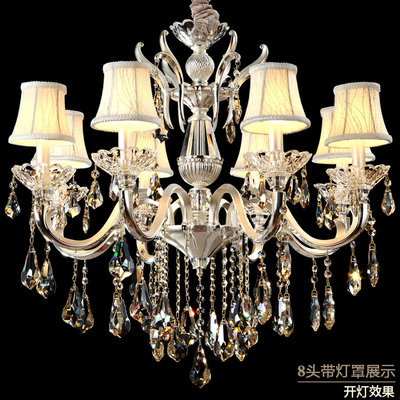 现代艺术客厅吊灯白色 简约时尚欧式卧室水晶灯 锌合金蜡烛灯包邮(10
